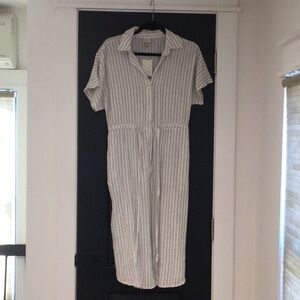 A New Day White Midi Shirt Dress with Short Sleeves and Notched Collar